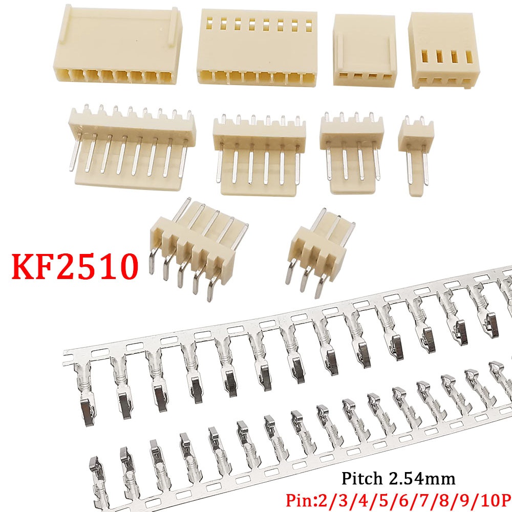 100Pcs KF2510 Connector 2.54mm Pitch 2P-10Pin Straight/Curved Male ...