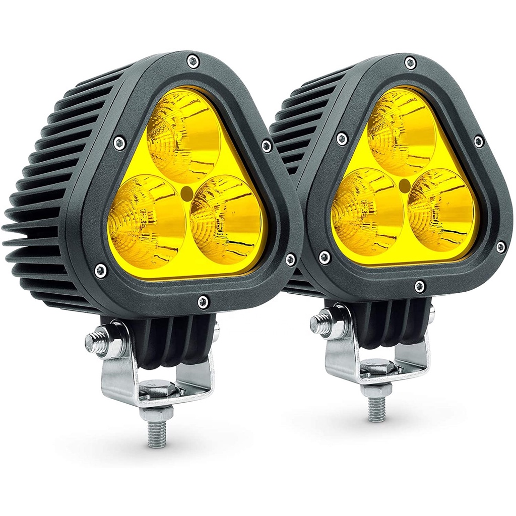MICTUNING Auto Lighting System 60W Triangle Amber Fog Lights LED Offroad Driving Signal