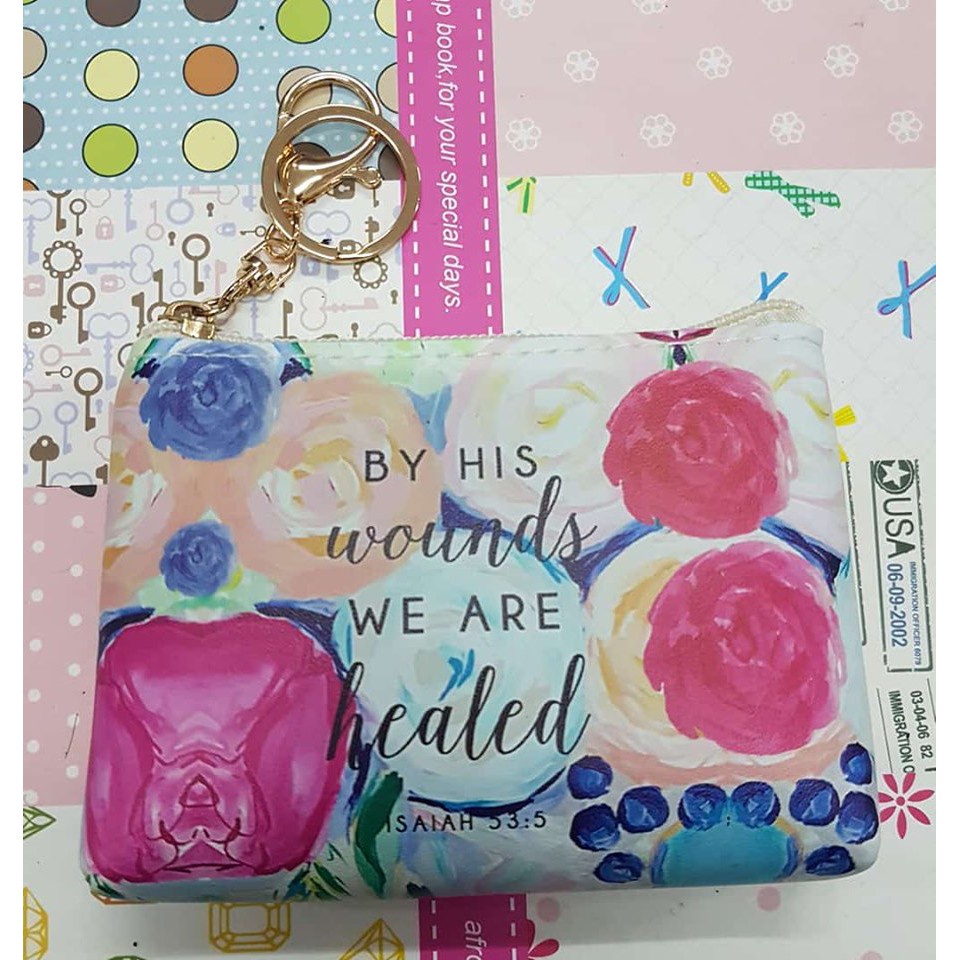 ∋☫ BIBLE VERSE COIN PURSE (BY HIS WOUNDS) Shopee Philippines