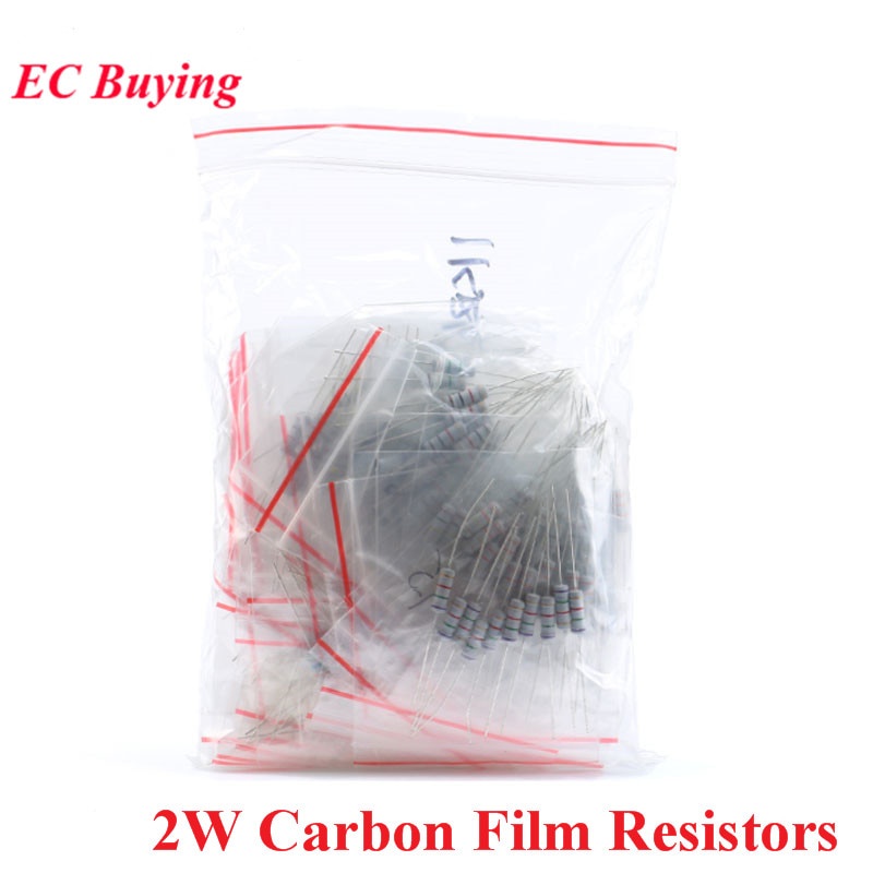 150pcs 2W Carbon Film Resistors 0.1R~ 750R 1K ~ 2M Ohm 0.1 to 750 ohm ...