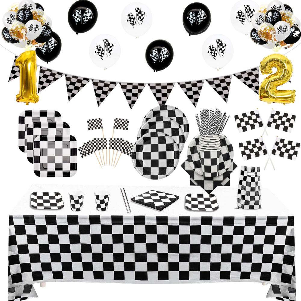 Race Car Birthday Party Supplies Black White Checkered Party