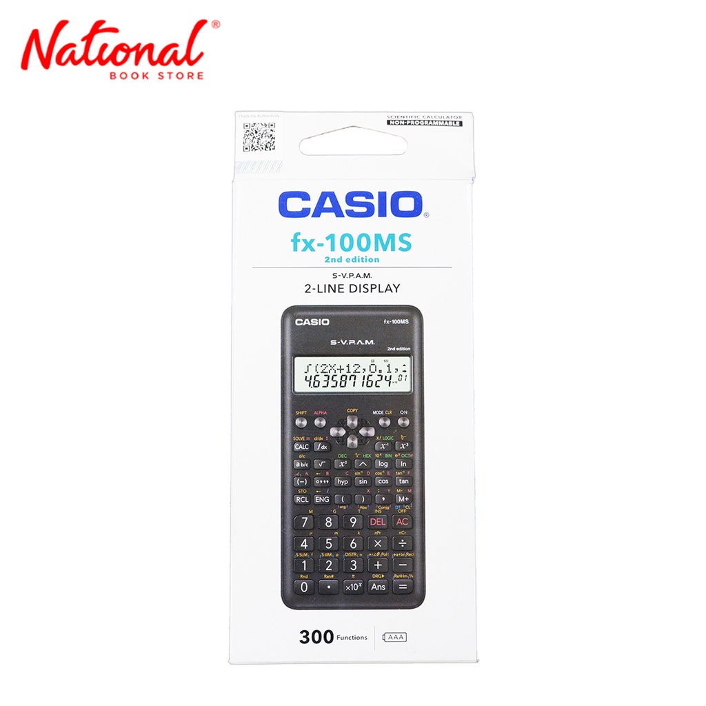 Casio Scientific Calculator FX100MS Black 300 Functions Battery