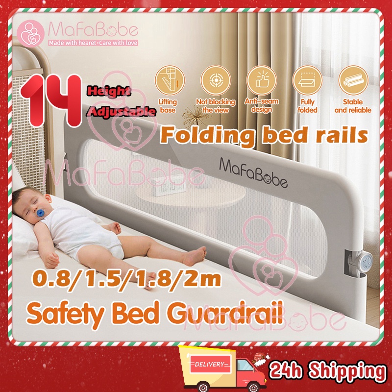 Mafababe Foldable Baby Bed Fence Height Adjustable Travel Fold The