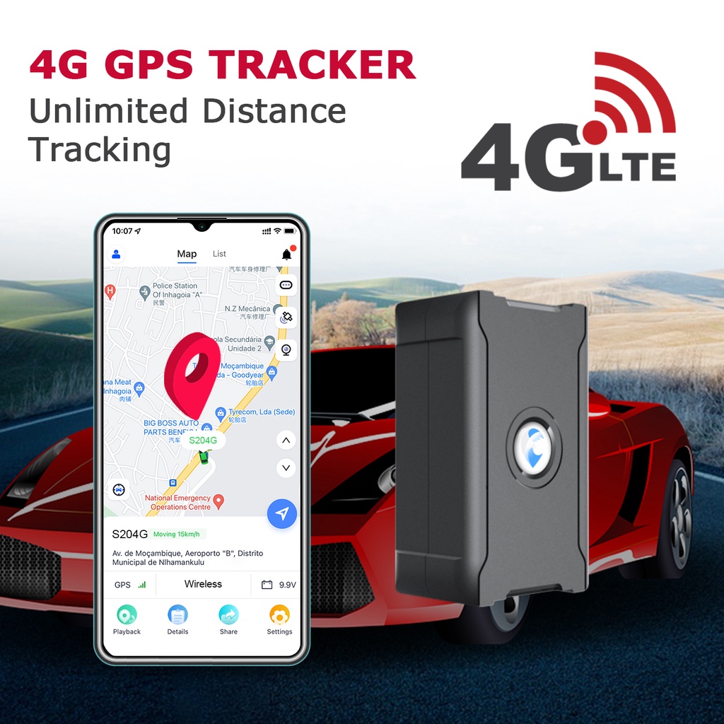 4G GPS Tracker for Vehicles Car Motorcycle Unlimited Distance Tracking ...