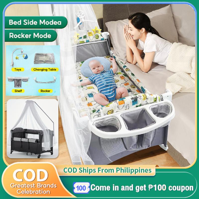 S856 With Rocker Foldable 4in1 Baby Co Sleeper Crib and Playpen with