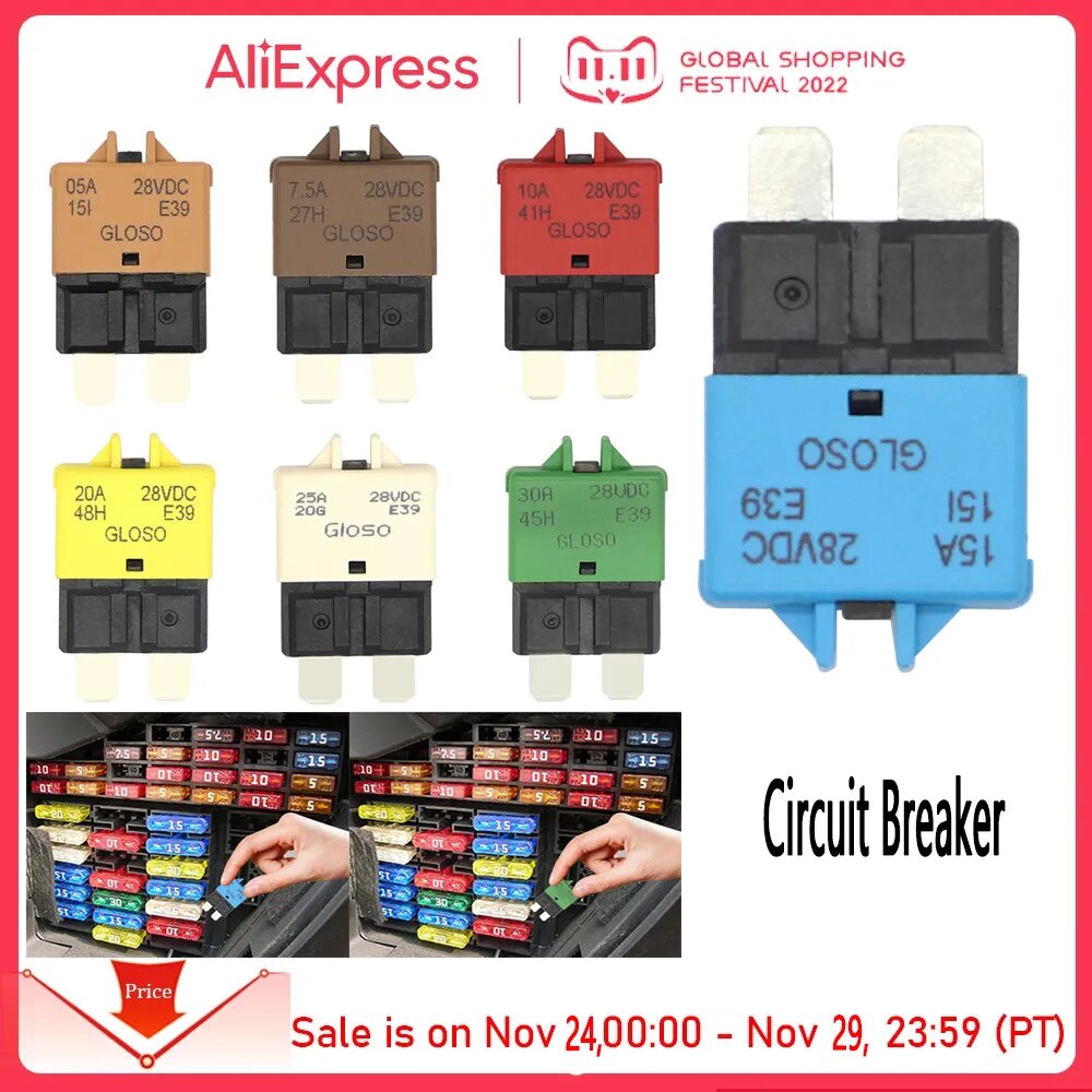 유5/7.5/10/15/20/25/30A Manual Reset Fuse Adapter ATC Circuit Breaker