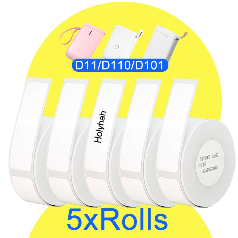 5 Rolls Niimbot White Label Tape Label Sticker Paper Roll for D11 D110
