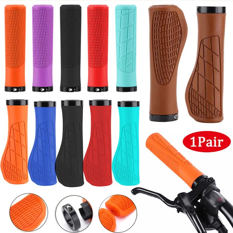 ☀MTB Lock Bicycle Handlebar Grips Soft Rubber Bicycle Handle Integrated Bike Grip Covers Bicycle