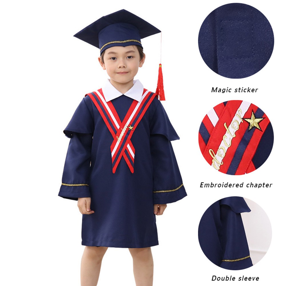 Unisex Kids Graduation Gown Set Cosply Doctor Robe Kindergarten Primary