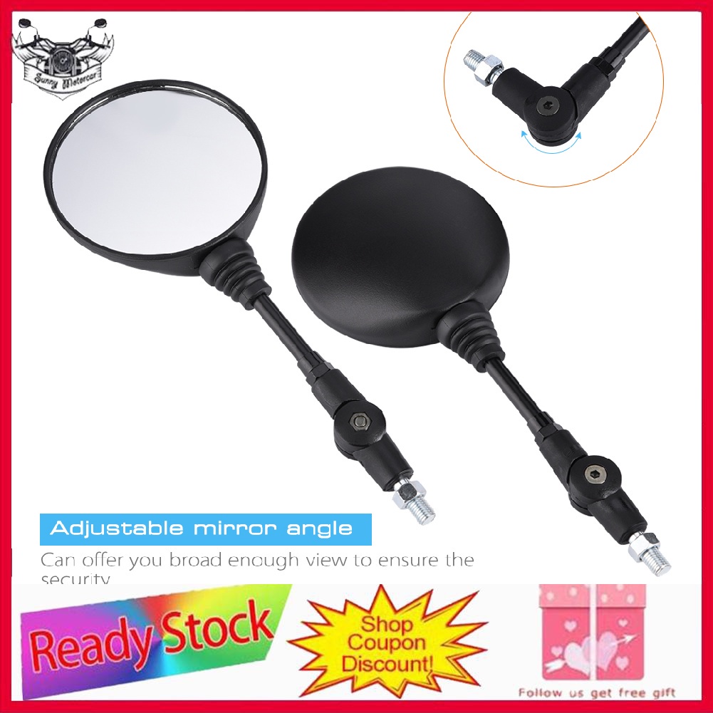 Universal Motorcycle Rearview Side Round Mirrors With 10mm Installing
