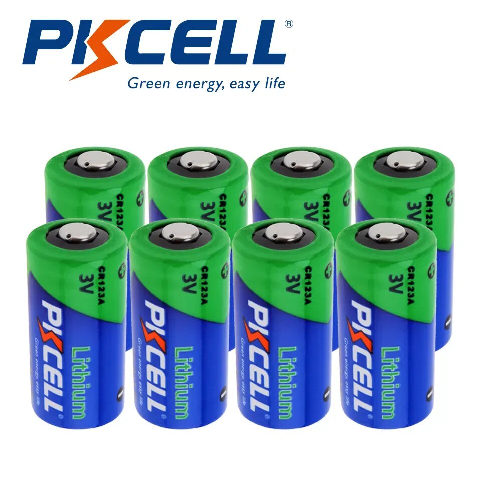 8Pcs Pkcell cr123a 3V Lithium Li MnO2 Battery Equal CR123 123A CR17345