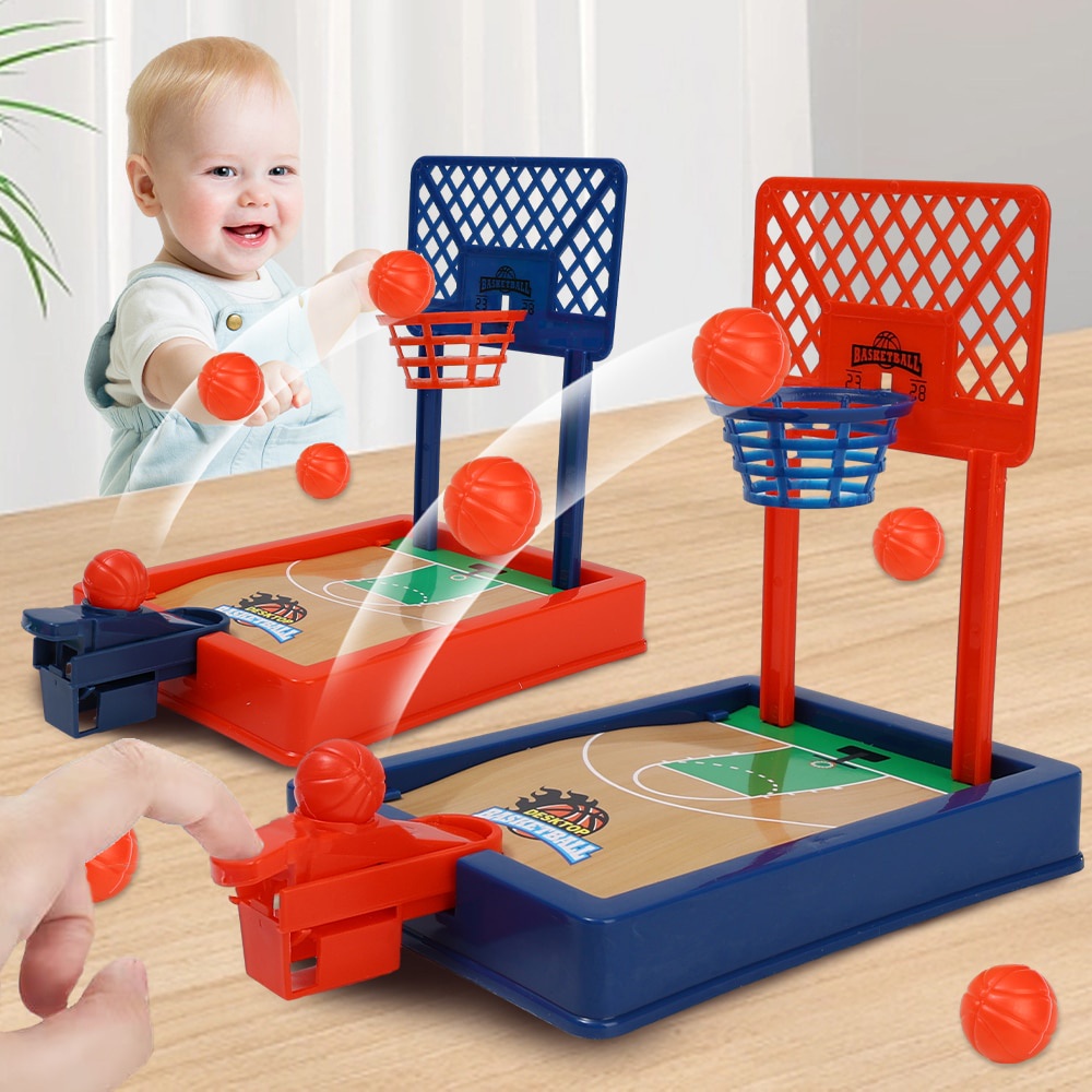 Two Finger Catapult Basketball Table Pinball Game Kids Mini Shooting