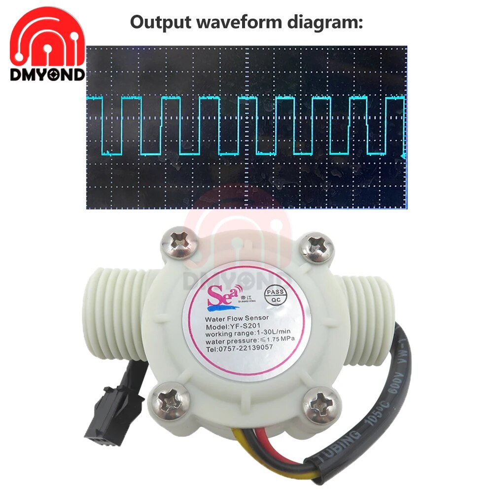 YFS201 Water Flow Sensor DC 3.524V 130L/min G1/2 Interface Flowmeter