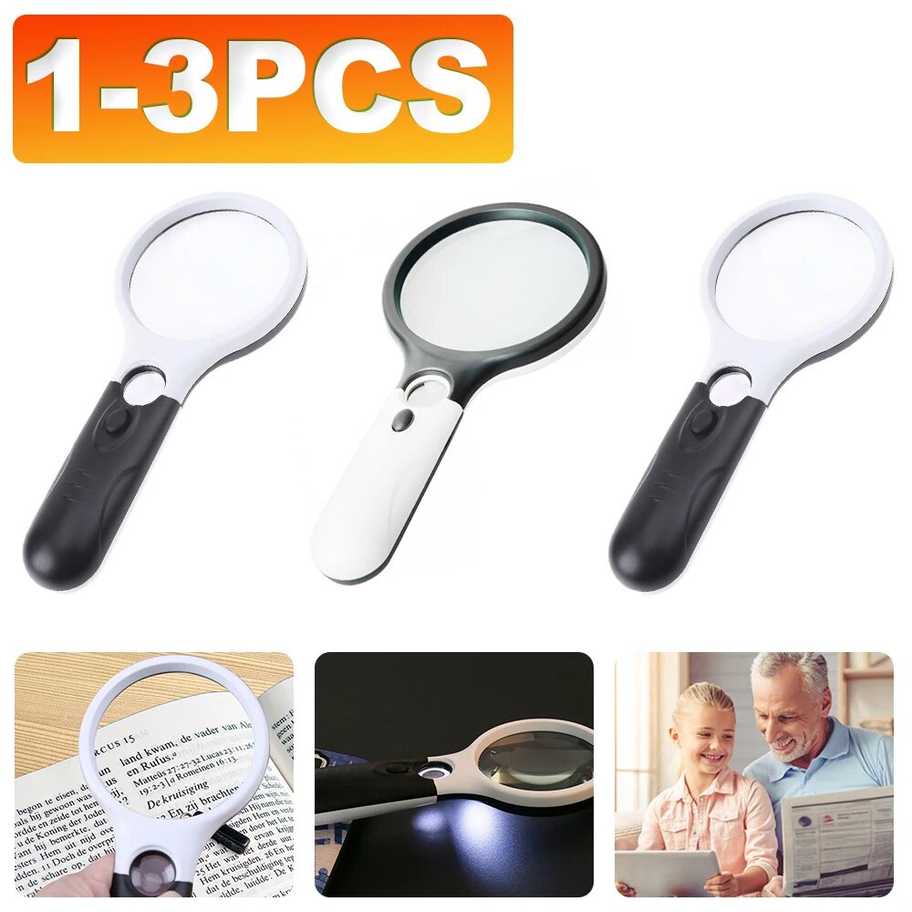 ♦45X Magnifier with 3 LED Light Lighted Magnifying Glass Handheld