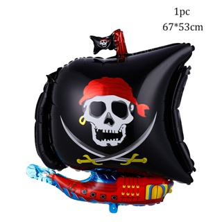 Pirate Captain Cosplay Costume Props Pirate Hat Hook Hand Flag Balloons For  Halloween Kids Birthday Party Decoration Supplies