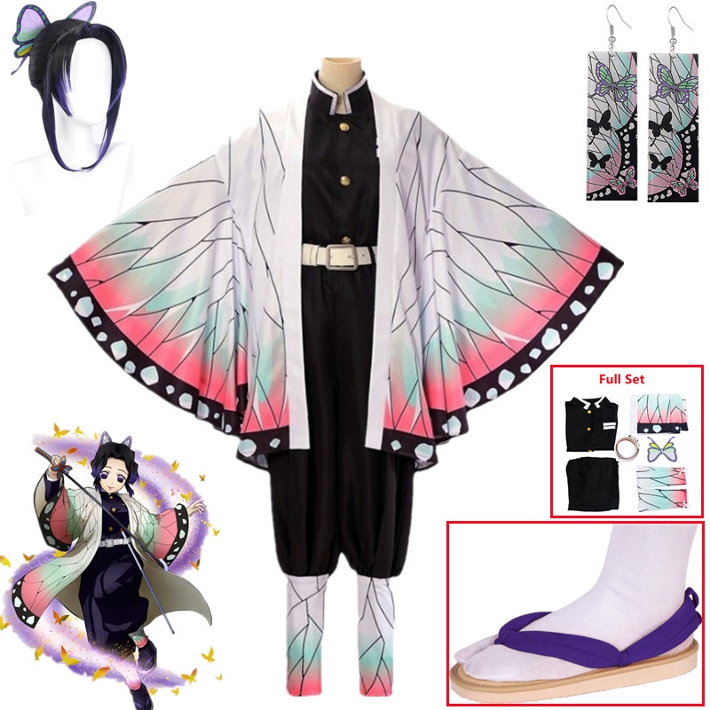 ∈Anime Demon Slayers Shinobu Kochou Cosplay Costume Kimono Cloak ...