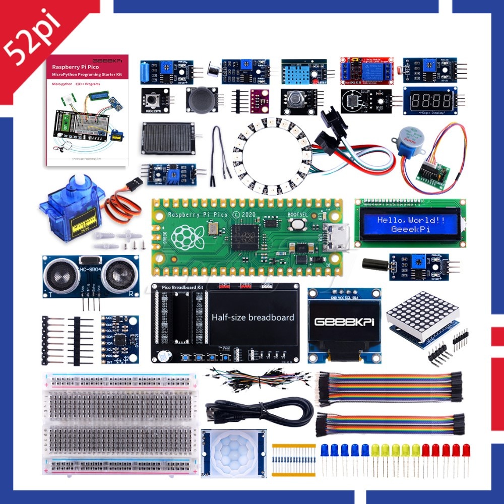 Raspberry Pi Pico Advanced Kit Half Sized Breadboard Jumper Wire