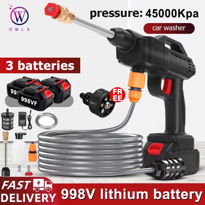 Cordless High Pressure Car Wash Water Gun 1 OR 2 Lithium Battery Washer  Spray