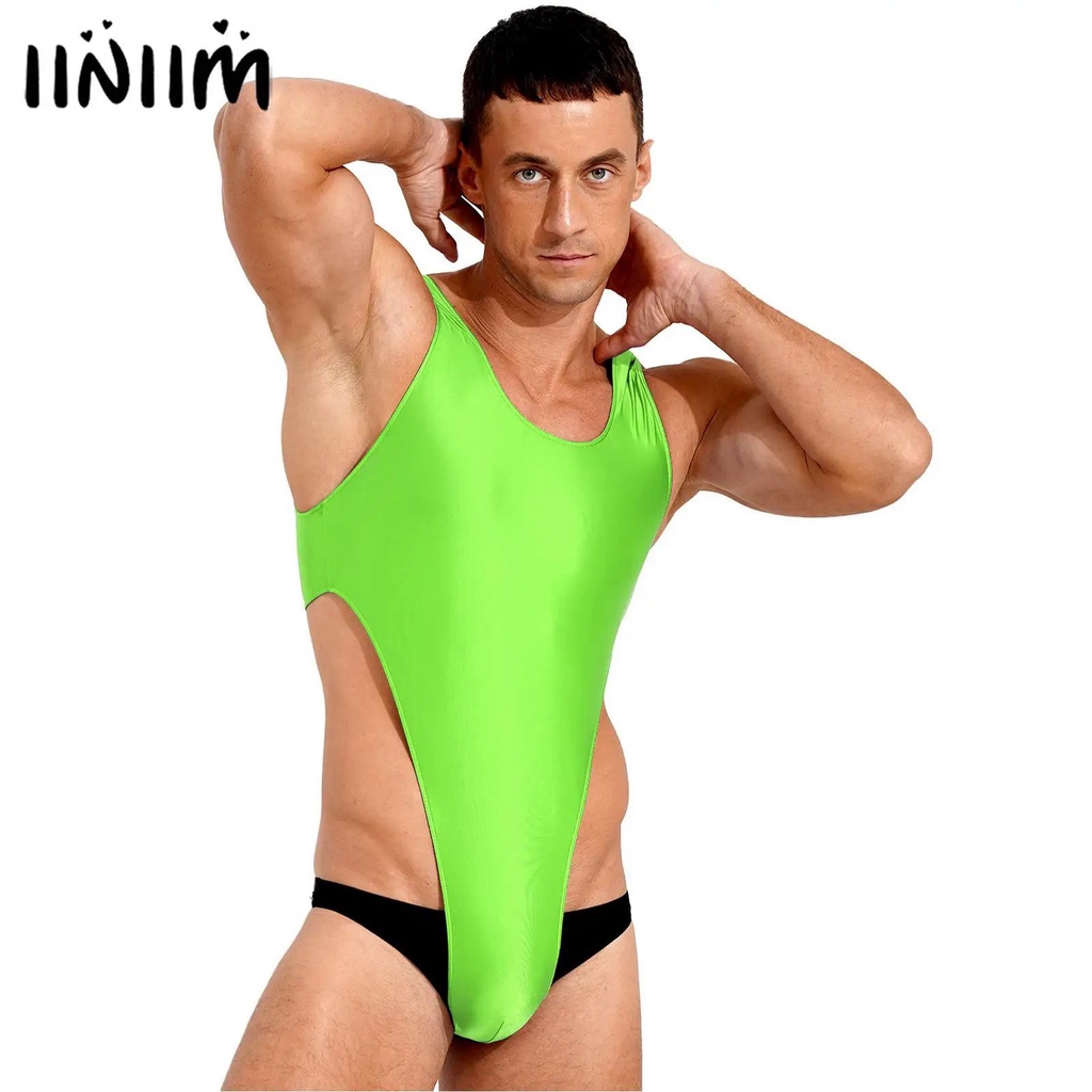 ♀mens One Piece Swimwear Swimming Bodysuits Swimsuit Lingerie U Neck