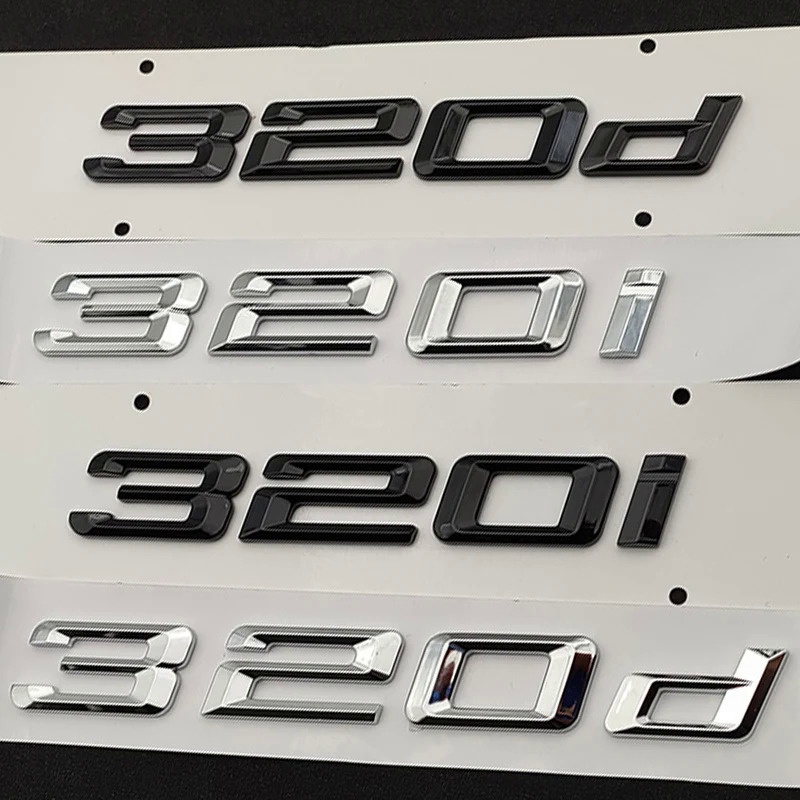 BTAB 3d ABS Chrome Black Logo 320i 320d Emblem Car Trunk Letters For ...