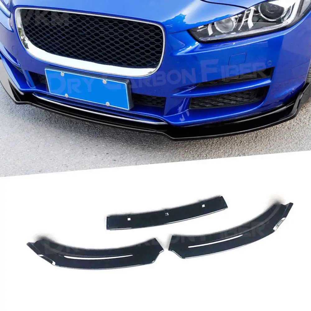 3 PCS Carbon Fiber Look Front Lip Spoiler Apron For Jaguar XE 2017-2018 ...