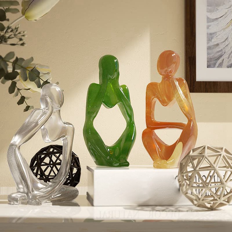 3 Piece Art Thinker Silicone Statues Sculptures Soap Mold White Silicone Candle Mold 3D Abstract