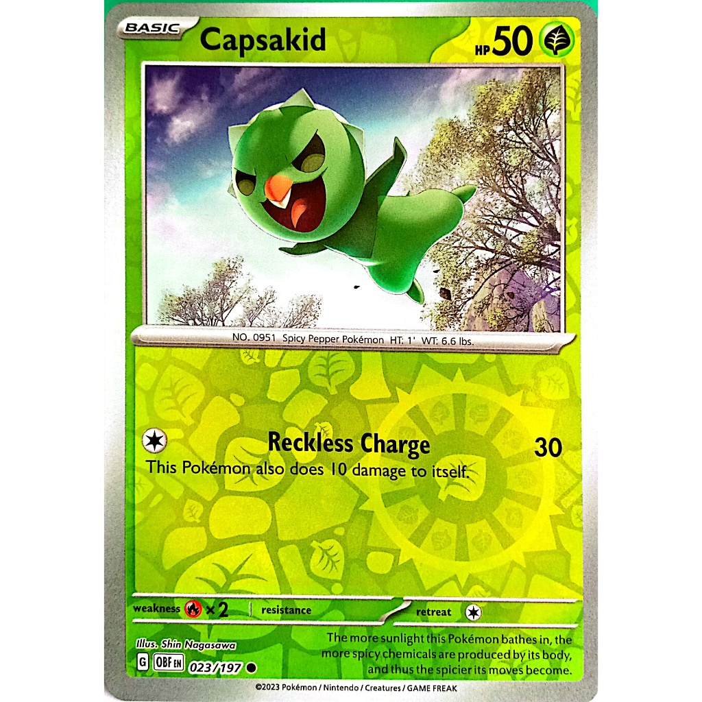 Pokemon TCG Capsakid 023/197 Obsidian Flames Common Reverse Holo ...