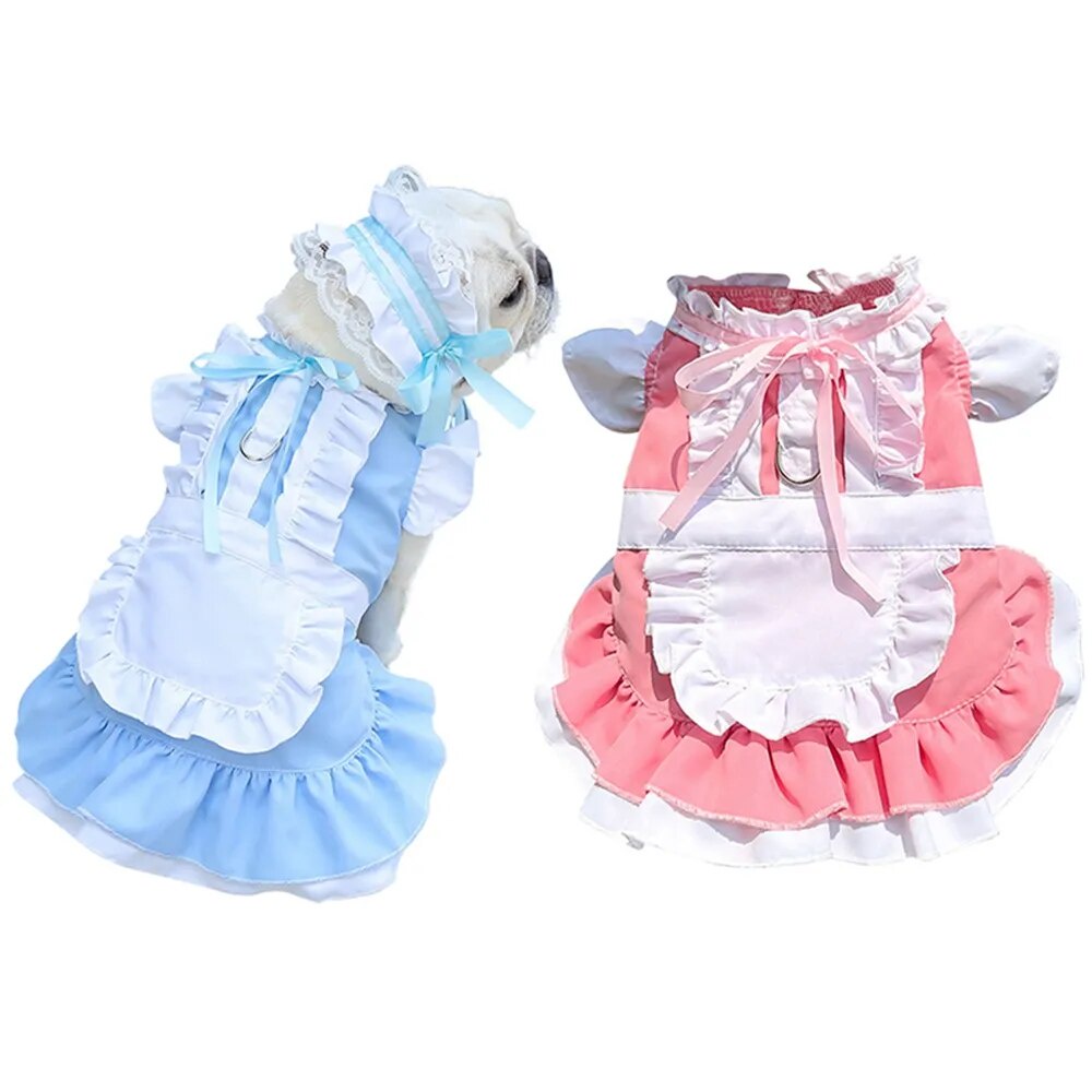 ✌Cosplay Pet Costume for Holiday Maid Dress and Cap Outfit Shirts with D  Ring Cat Dog Halloween ♜❂ | Shopee Philippines