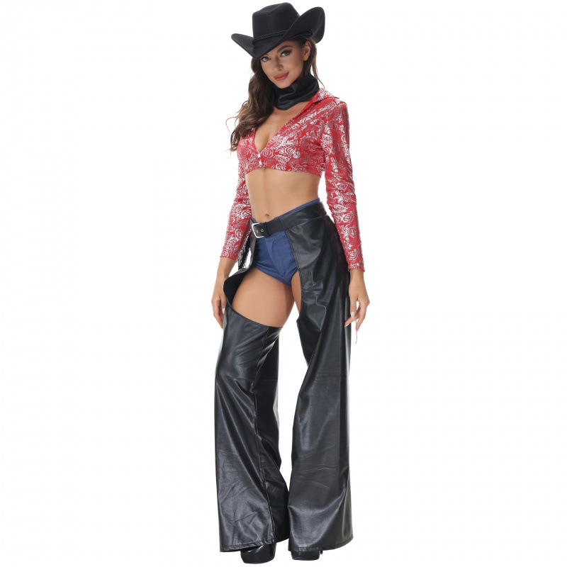 Halloween Party Cowboy Cosplay Costume For Adult Women Gothic Sexy West ...