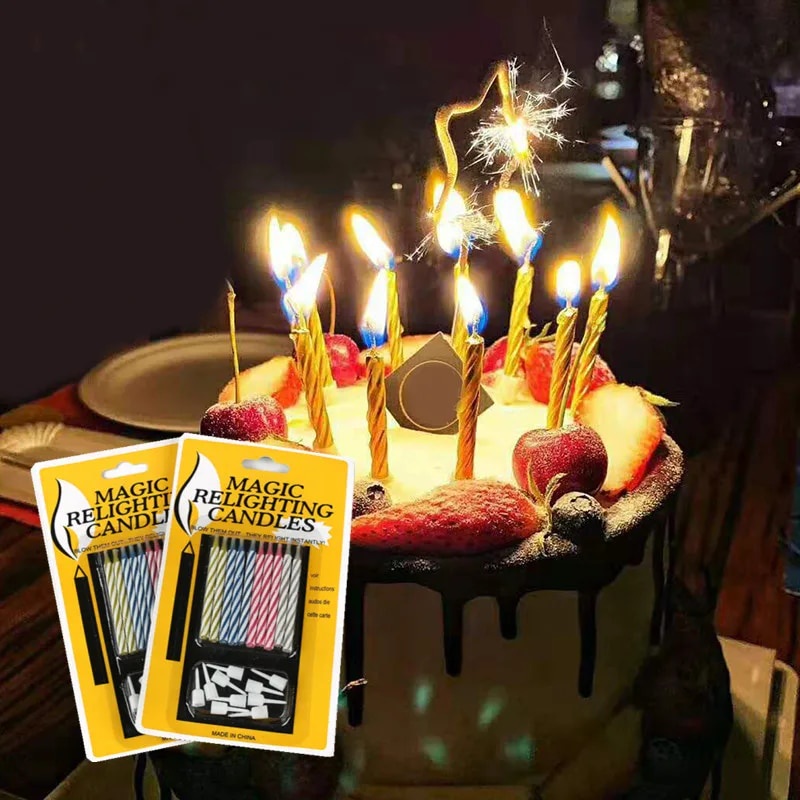 ⋚100pcs/10set Magic Candles Floating Funny Magic Trick Relighting