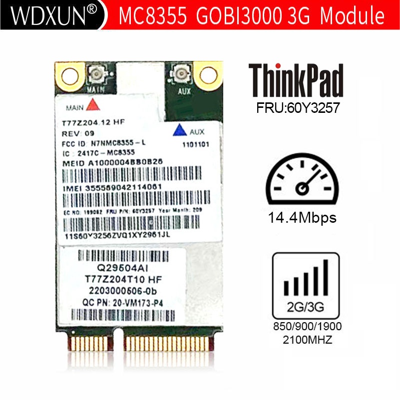 ♕☸Sierra MC8355 GOBI3000 GPS 3G HSPA EVDO WWAN Wireless Card for Lenovo ...