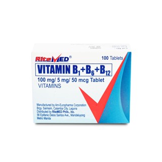 RiteMED Vitamin B Complex 100 Mg/5mg/50 Mcg Per Tablet 100 Tablets ...