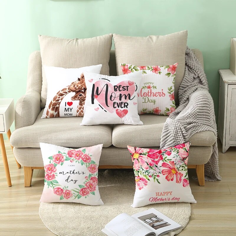 Floral Print Pillowcase Simple Romantic Cushion Cover Sofa Chair Pillow