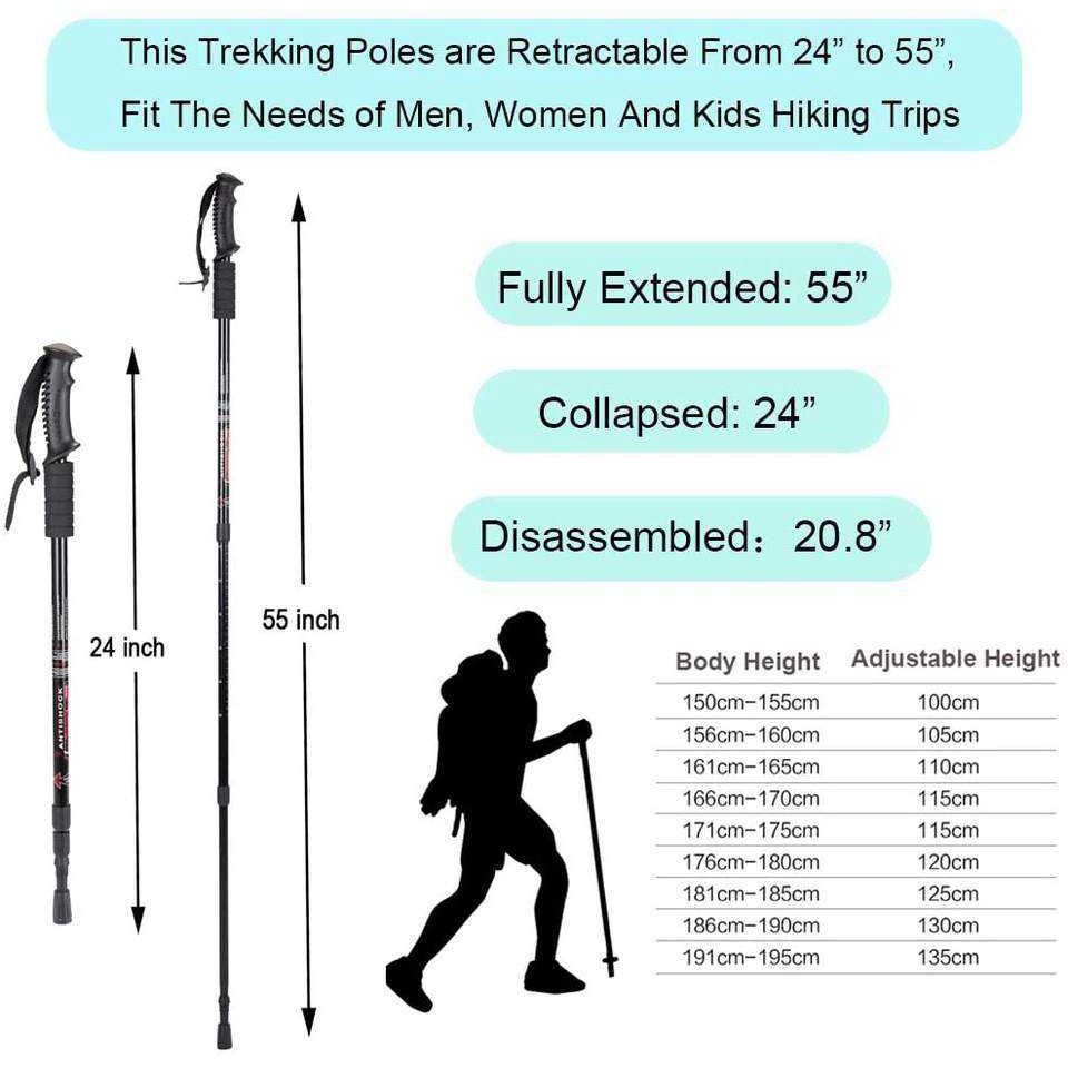 Outdoor Trekking Pole Cane Telescopic Stick Straight Handle Walking