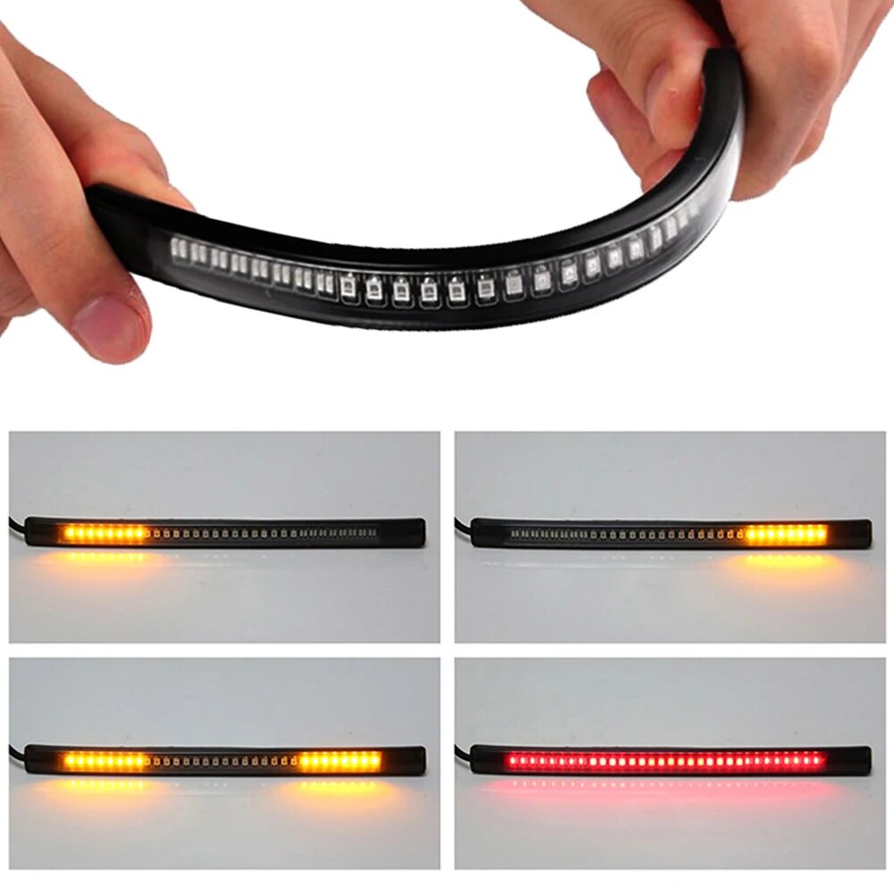 Flexible Led Strip 48 Leds Stop Light Motorcycle Auto Turn Signal Brake ...