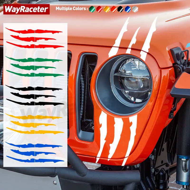 Reflective Car Headlight Eyebrow Sticker Ghost Claw Stripes Decal For
