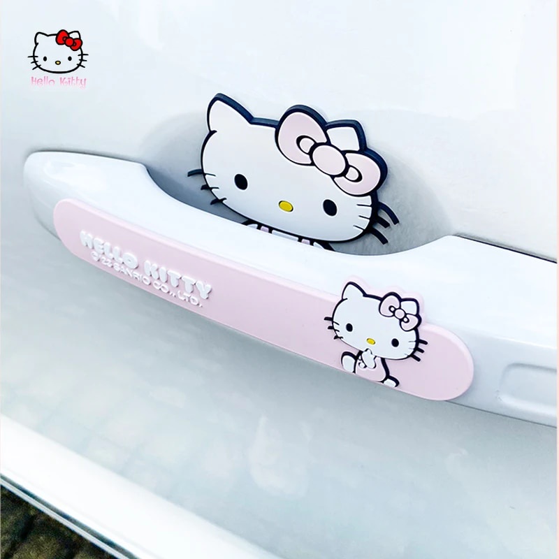 2Pcs Sanrio Hello Kitty Car Door Bumper Strip Kawaii Kt Cat Car Handle