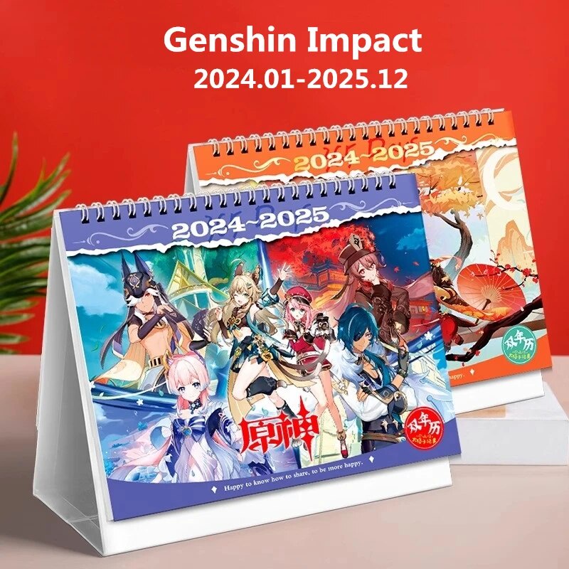 20242025 Game Genshin Impact Desk Calendars Xiao, Hutao, Wendi Cartoon