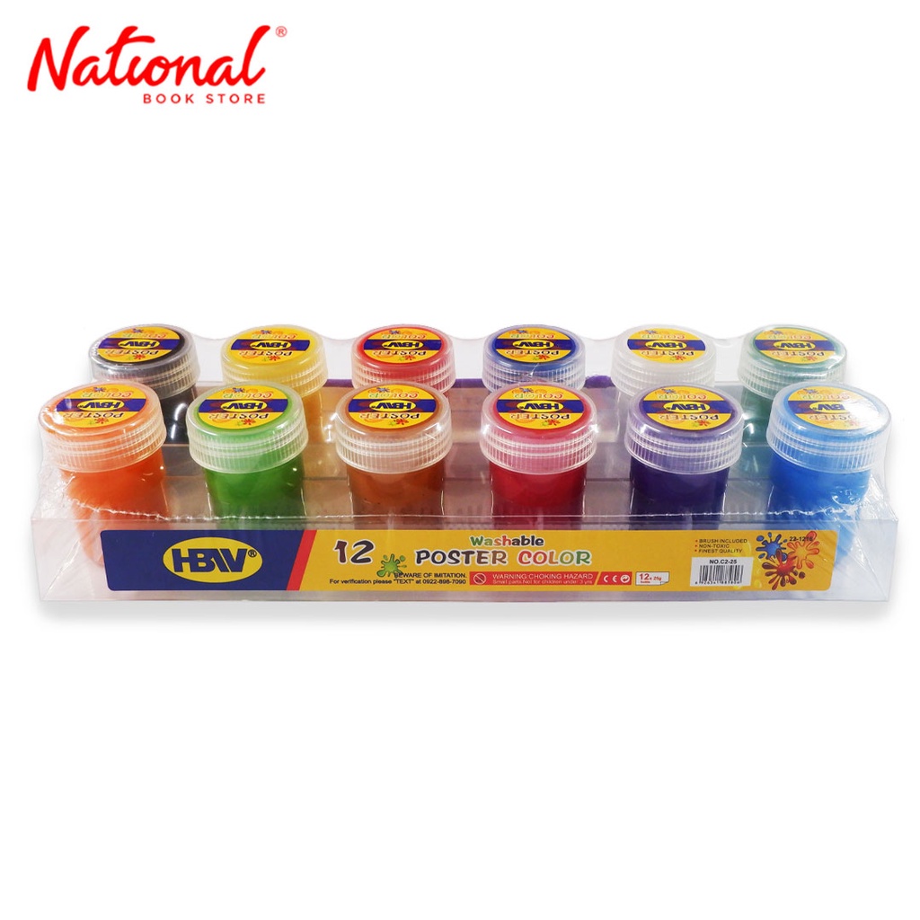 HBW Poster Color C2-25 12 Colors with Brush - School Supplies - Art ...