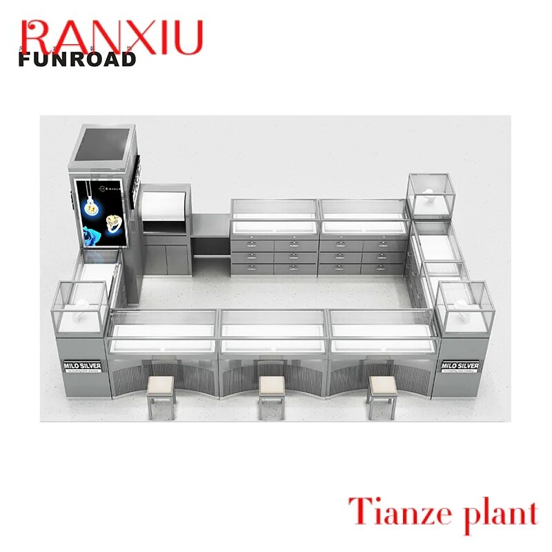 ☂Custom Jewels mall counter jewelry kiosk Luxury jeweller's store glass display for sale jeweler