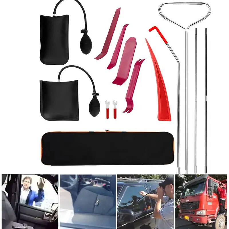 ☬Car Door Opener Kit Tool Pump Non Marring Wedge with Carrying Bag
