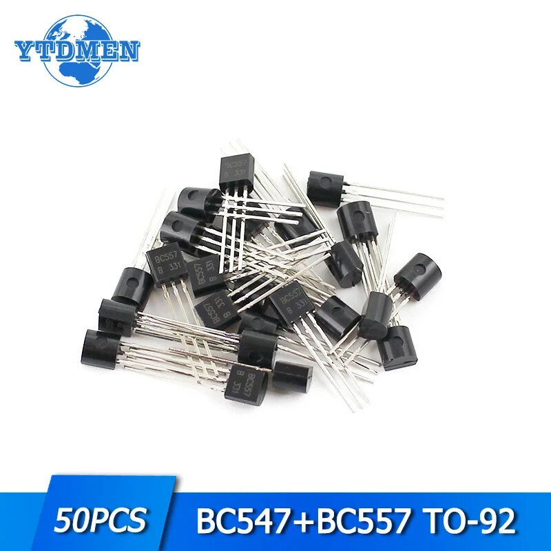 50PCS BC547+BC557 TO-92 IC Transistors Each 25Pcs BC547B BC557B NPN PNP ...