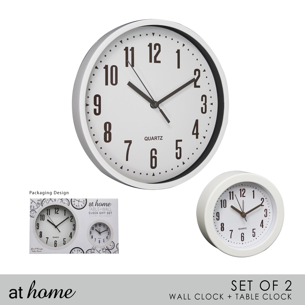 At Home 1pc Willow Clock Set, Wall & Alarm Clock, Easy Read Analog Home