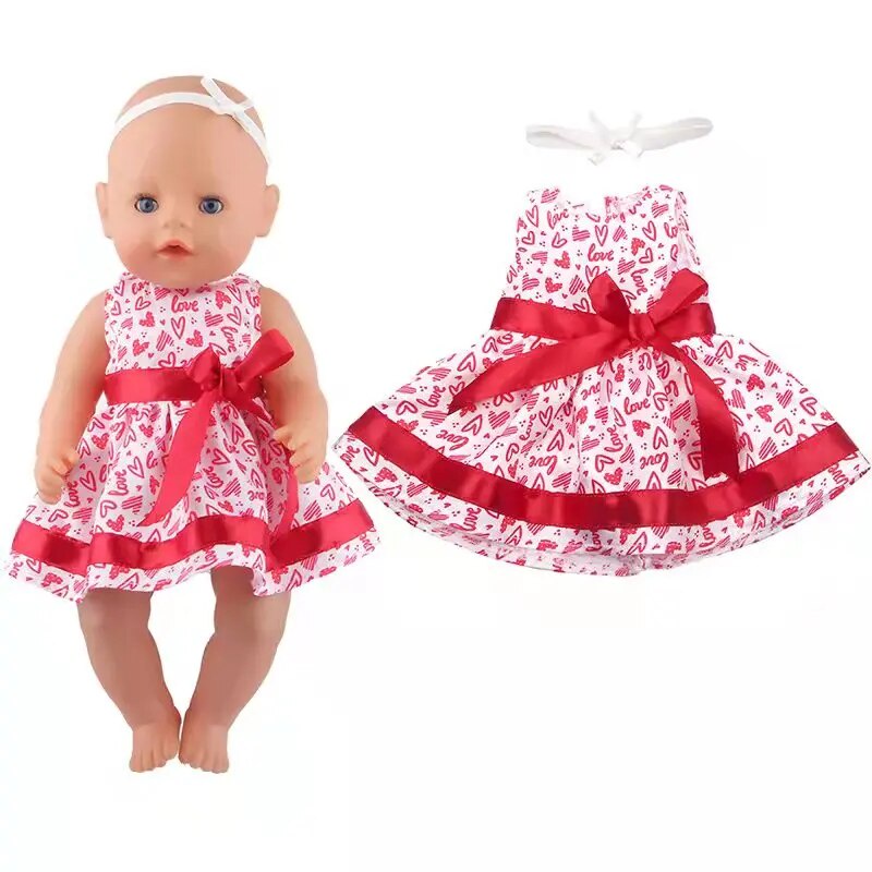 ★Doll Clothes for 43 Cm Dolls Love Dress with Headwear 17 Inch Doll