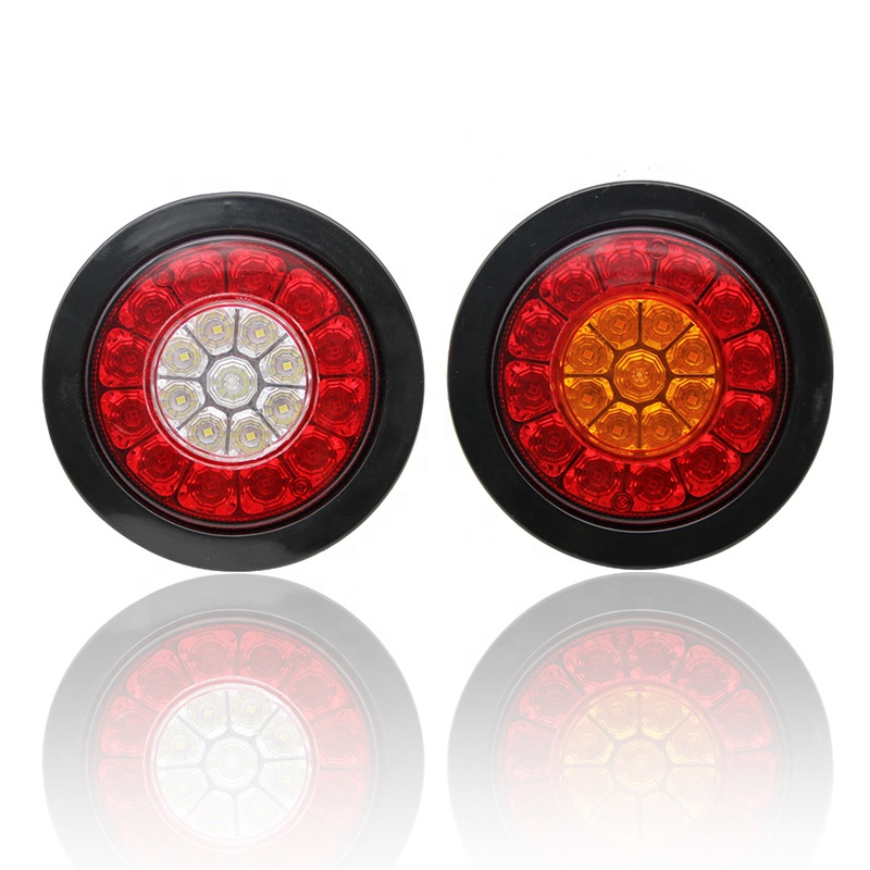 21 LED Dual-Color Taillights Rubber Ring 4 inch Round Tail lights Car ...
