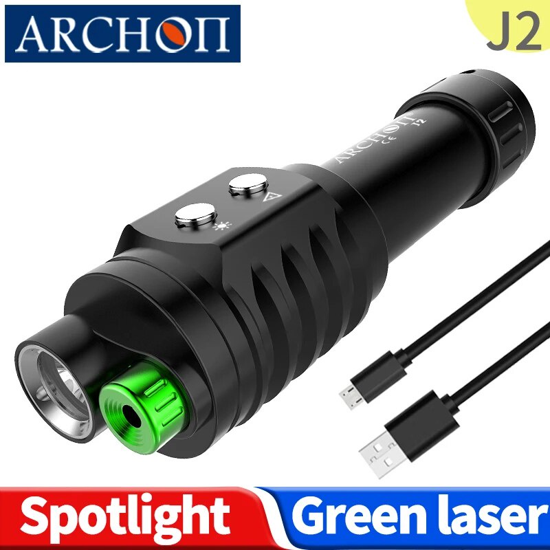 489 ARCHON J2 diving flashlights 2 in 1 Green beam and White LED torch