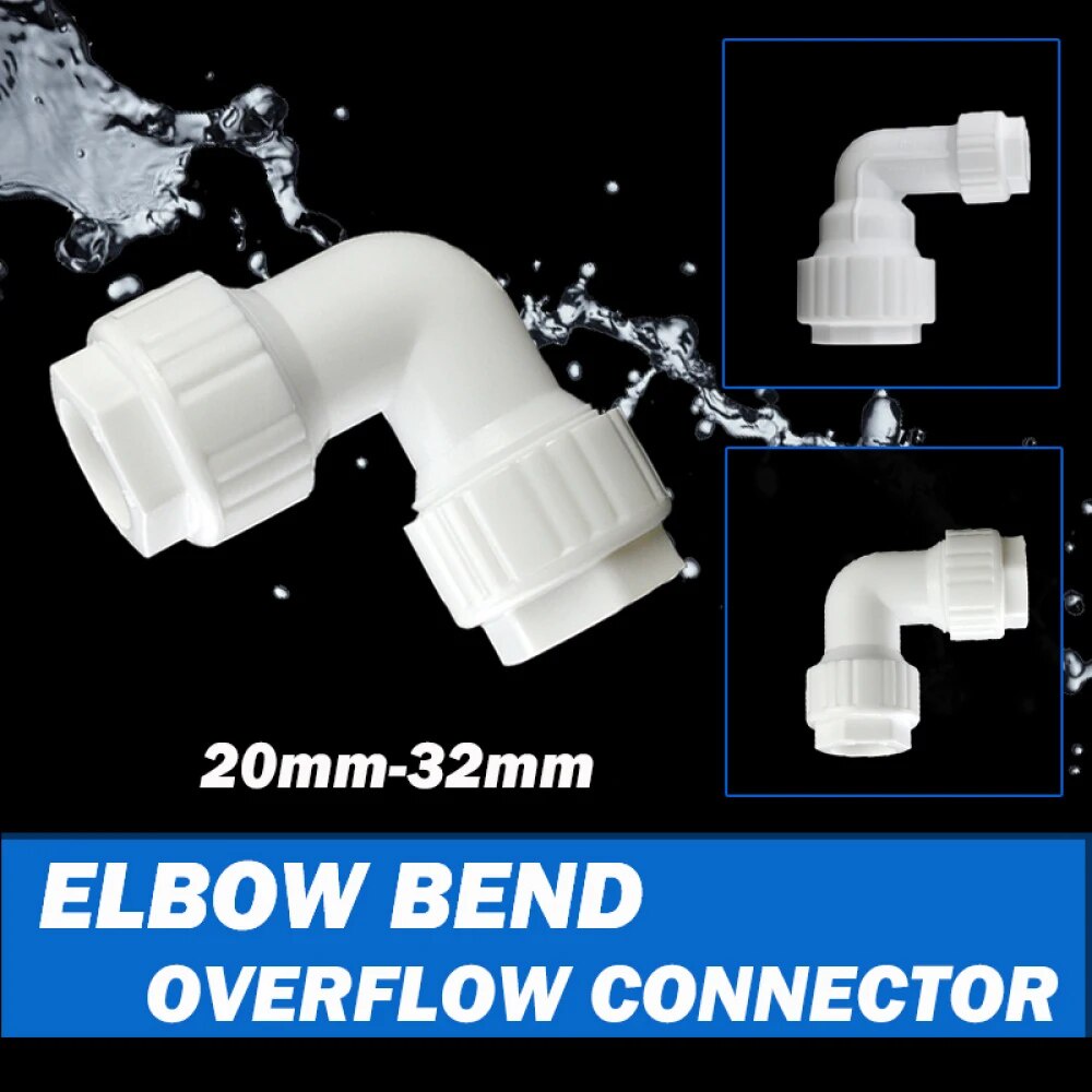 20mm-32mm Elbow Bend Overflow Connector Pipe Joints Garden Water ...