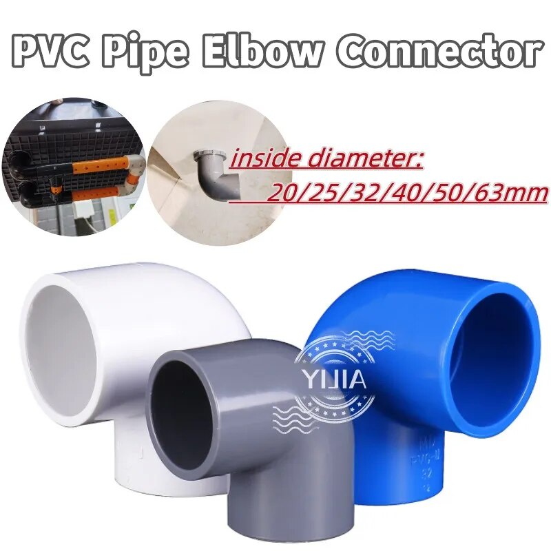 PVC Pipe Connector Elbow 20/25/32/40/50mm Water Pipe Fittings Tube ...