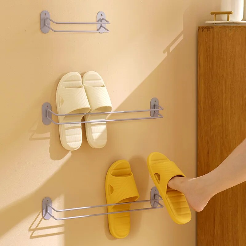 Bathroom Bathroom Slipper Rack Wall Hanging Non-punching Nail Storage ...