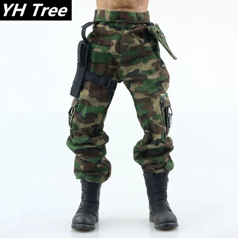 03c 1/6 Scale US Army Jungle Camouflage Combat Pants Pistol Set Dagger ...